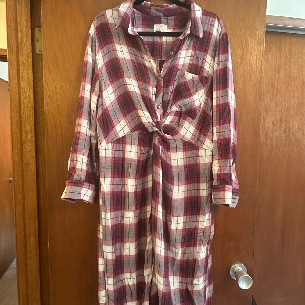 Plaid Button-Up Dress